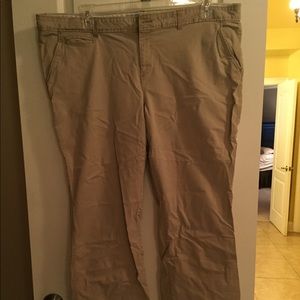 Khaki pants. Missing button